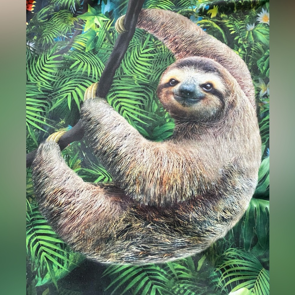 NWOT Adult sloth and lush jungle setting zip up hoodie - Picture 7 of 9